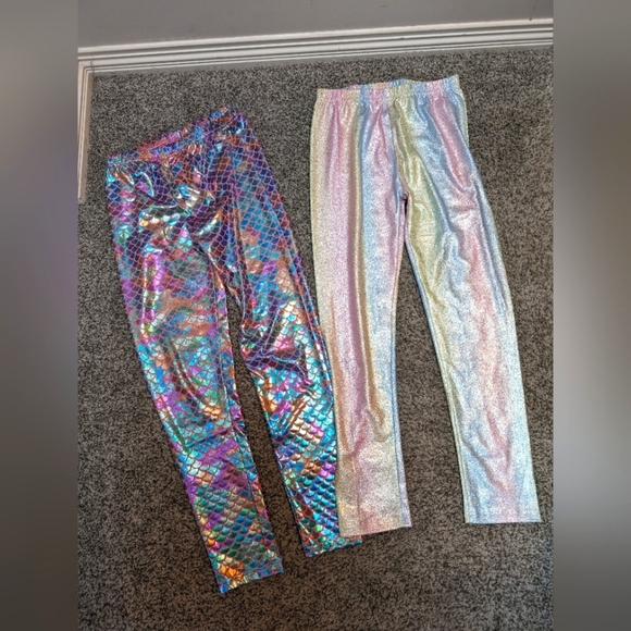 Two pairs of Holographic Rainbow / Mermaid Leggings - Picture 1 of 6